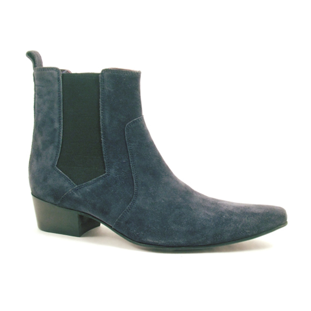 low heel navy boots