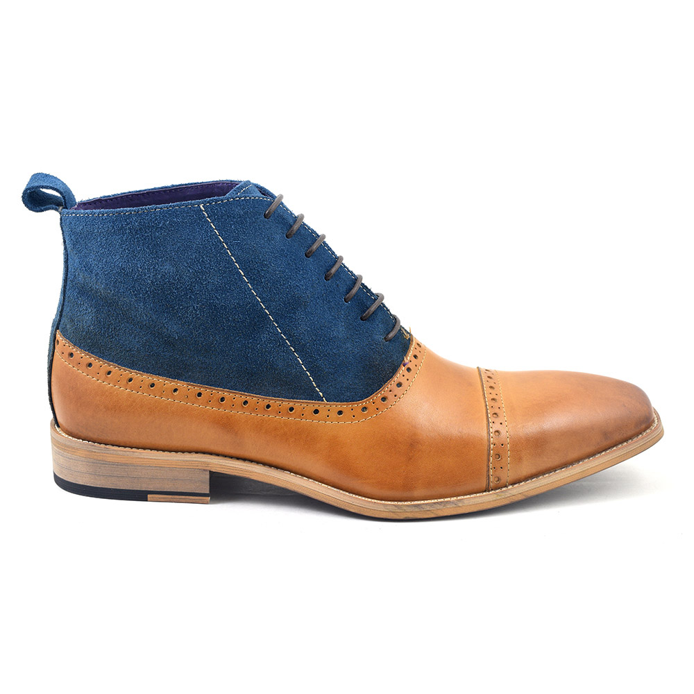 tan and navy shoes