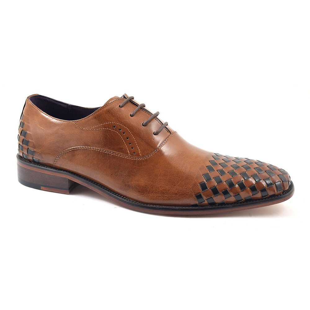 Shop Tan Dark Brown Woven Oxford Shoes Gucinari