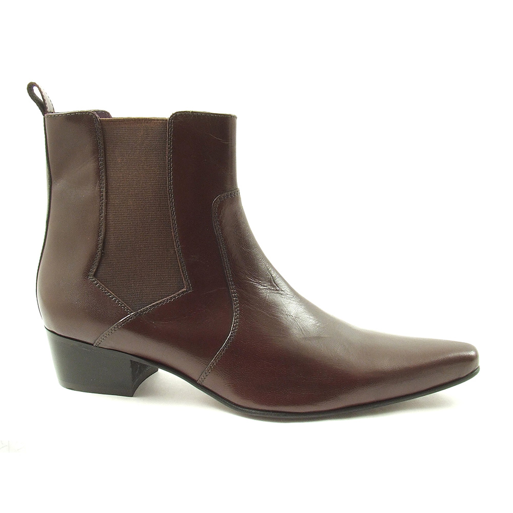 Buy Dark Brown Cuban Heel Chelsea Boots by Gucinari