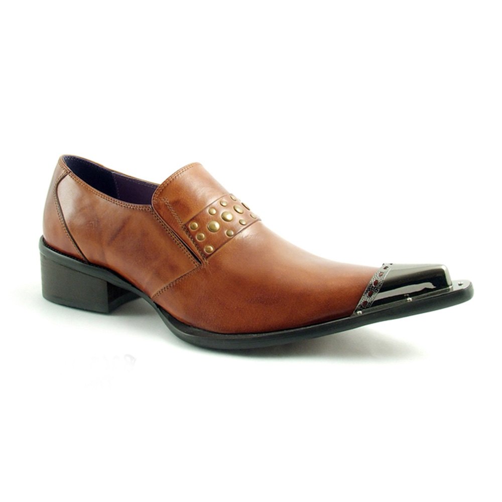 Brown Steel Toe Cap Slip-On Mens Shoes 