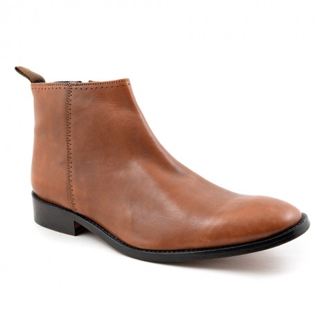 Leather Sole Tan Zip-Up Boot | Mens Shoes | Gucinari