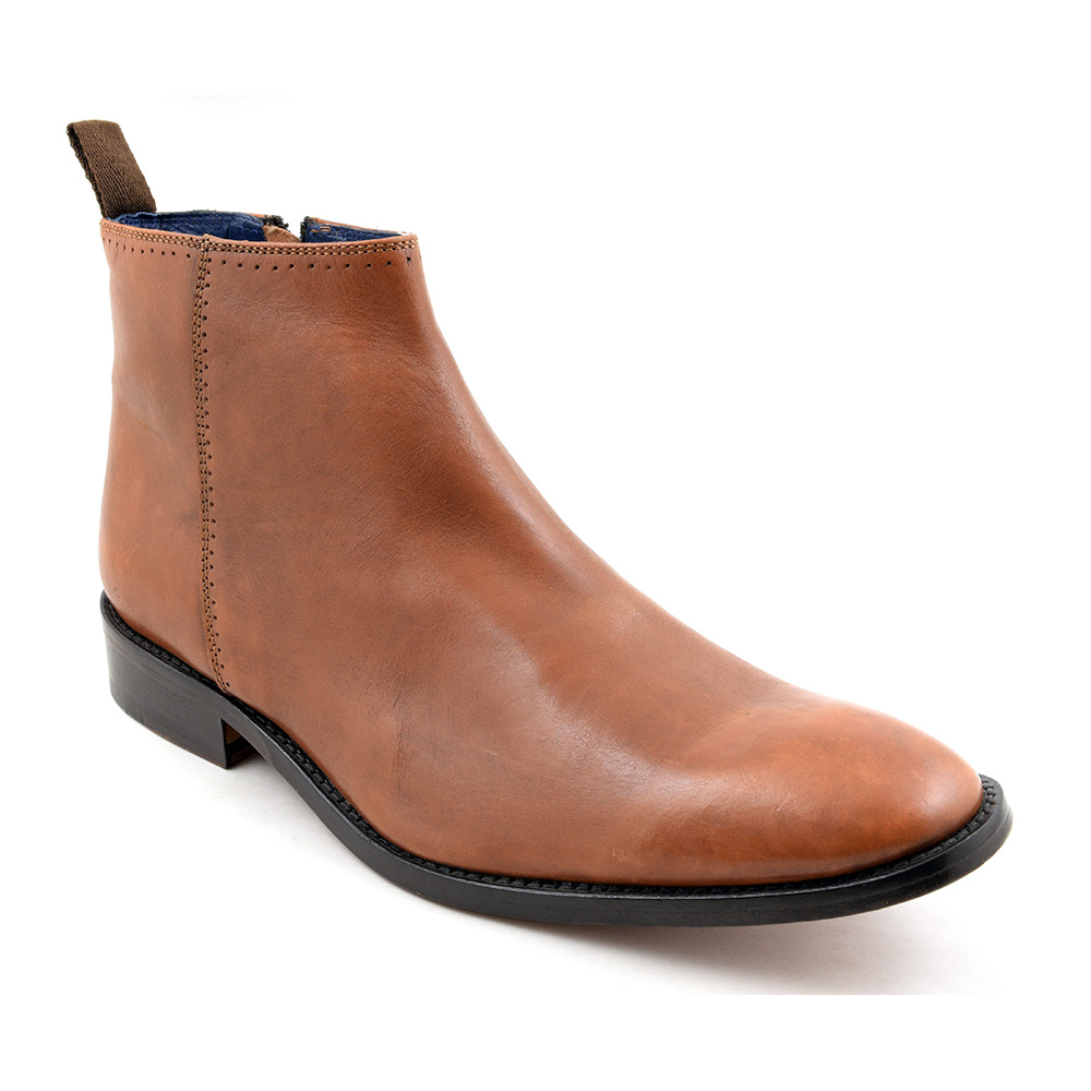 Leather Sole Tan Zip-Up Boot | Mens Shoes | Gucinari