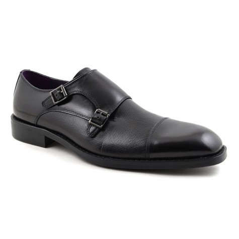 Buy Black Double Monk Strap Mens Shoes | Gucinari
