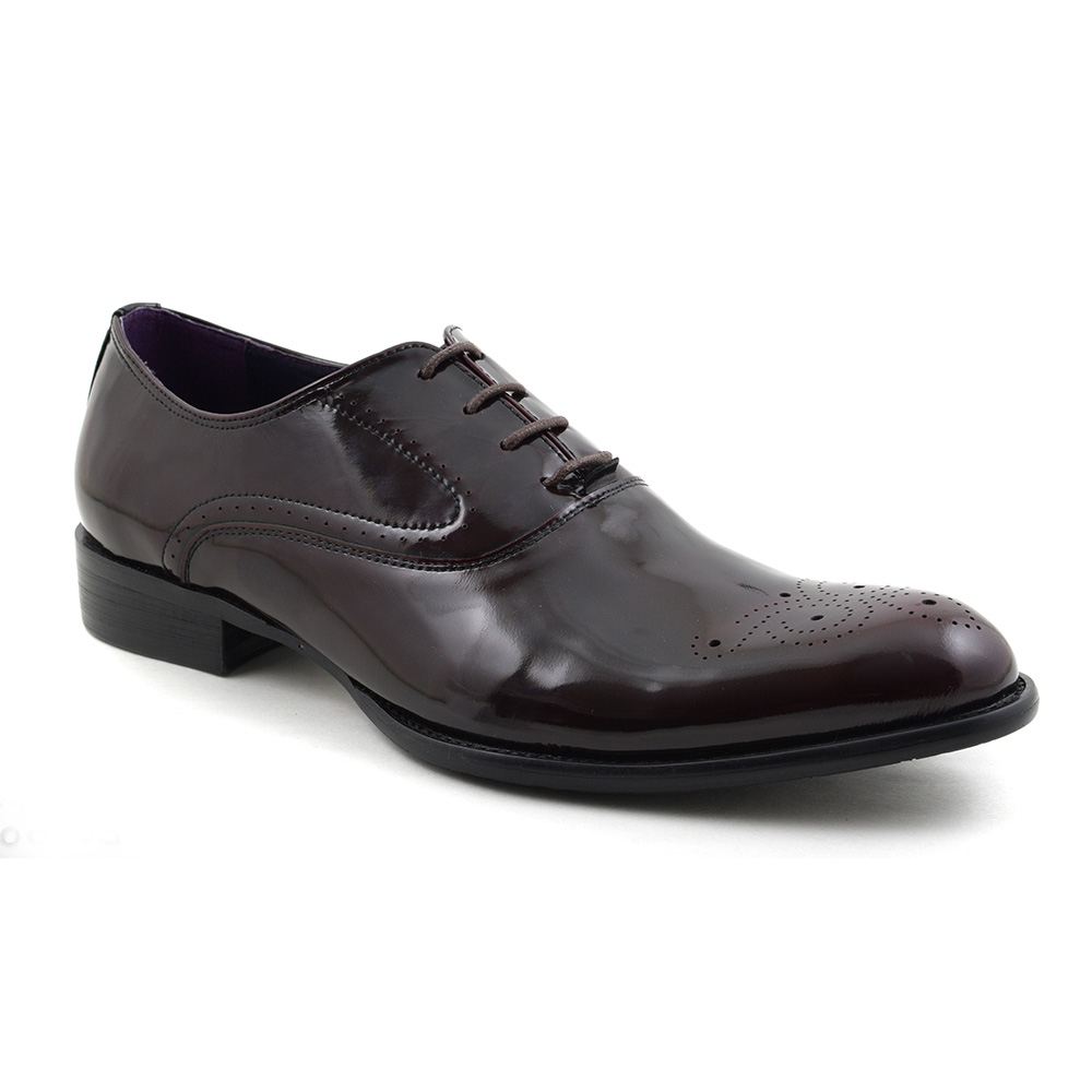 Burgundy Bordeaux Patent Oxford Mens Shoes | Gucinari