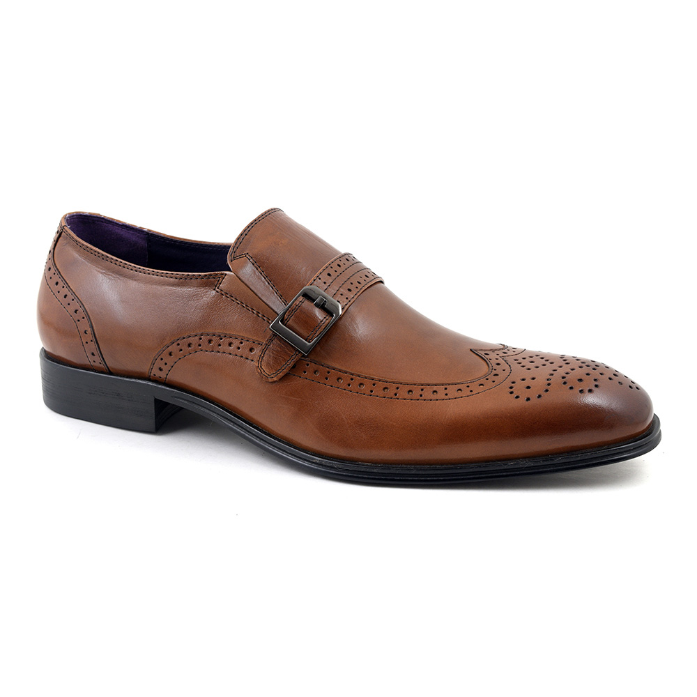 Shop Mens Tan Buckle Slip-On Shoes | Gucinari Monk Straps