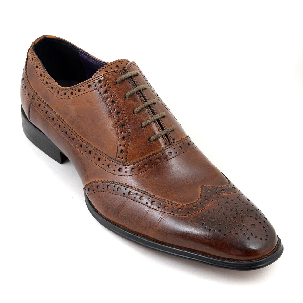 Buy Mens Brown Oxford Brogue Shoes | Gucinari Style