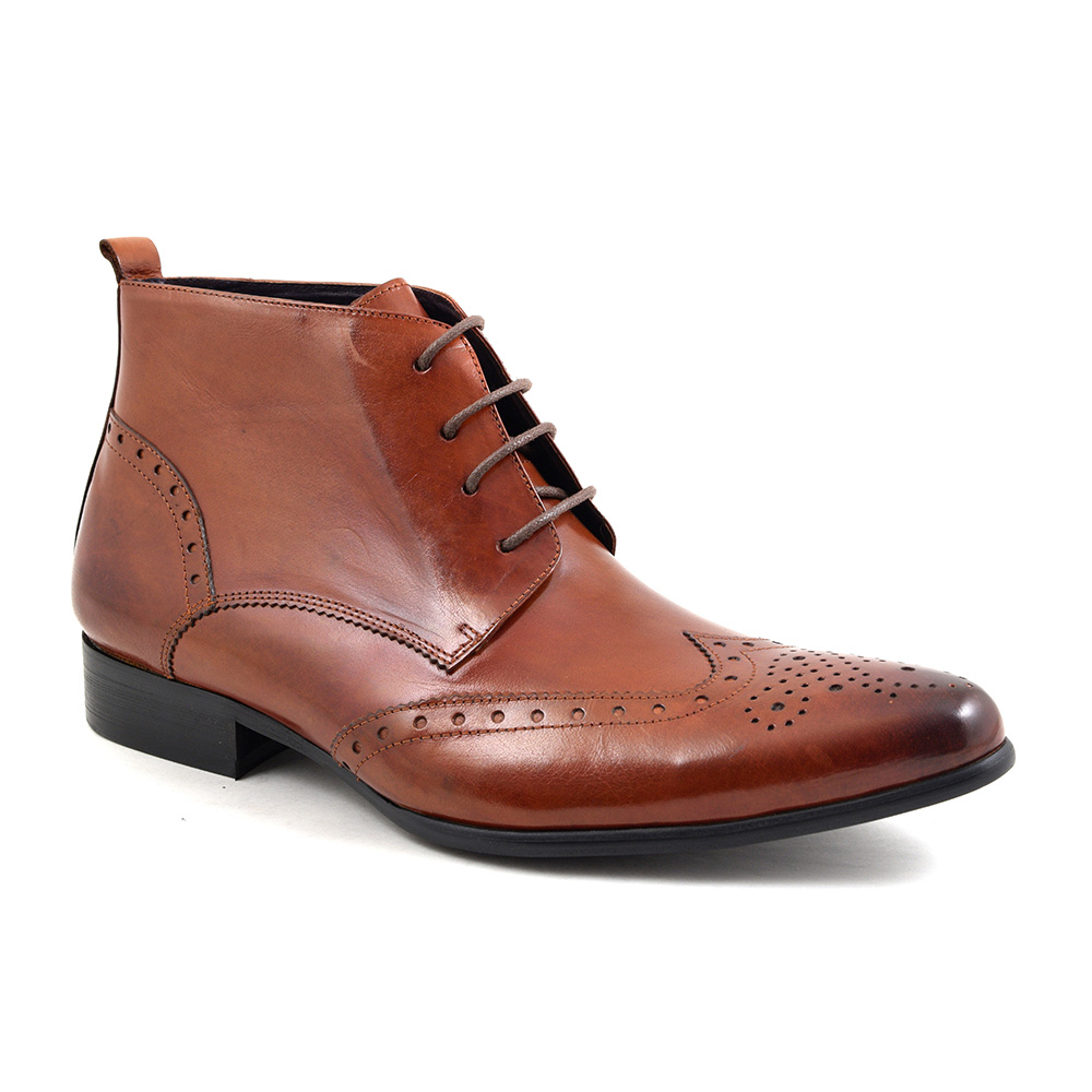 Buy Mens Red Brogue Lace-Up Boots 