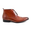 Gucinari Mens Red Brown Pointed Toe Lace-Up Brogue Boot