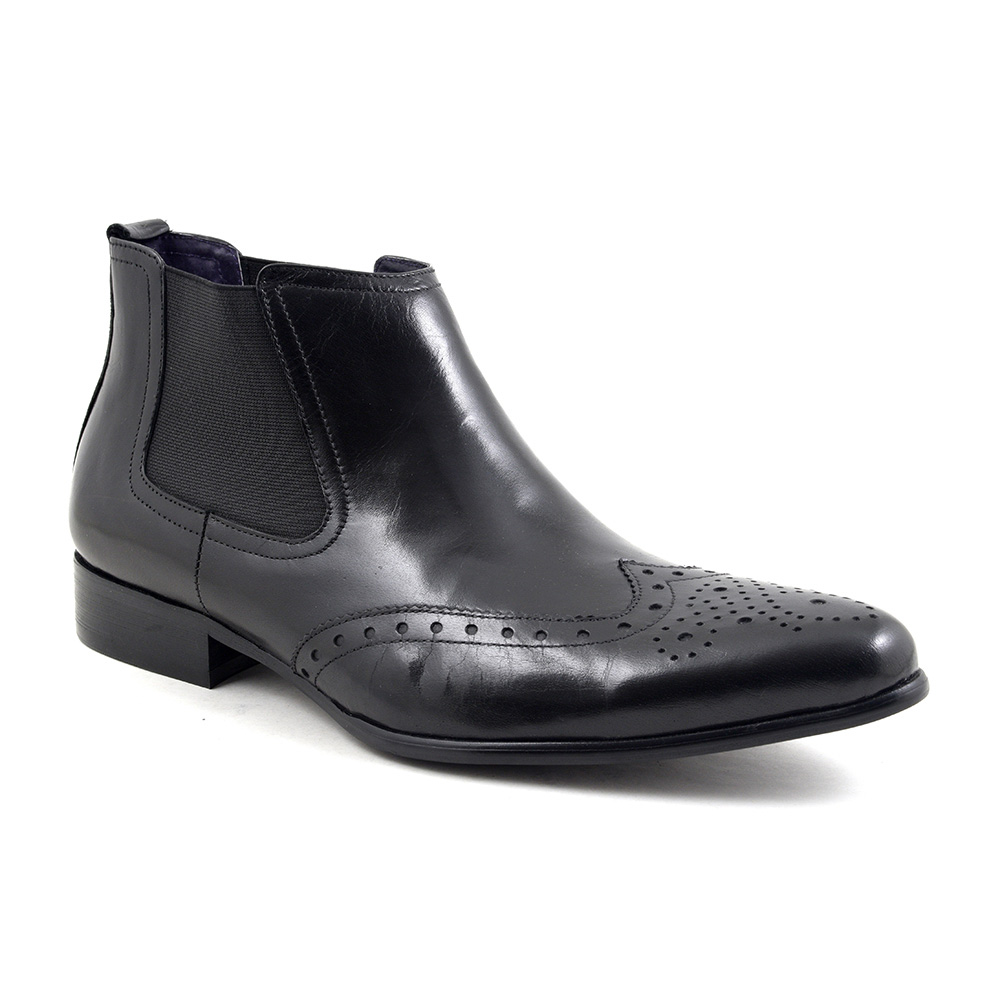 Shop Mens Black Brogue Chelsea Boots | Gucinari Style