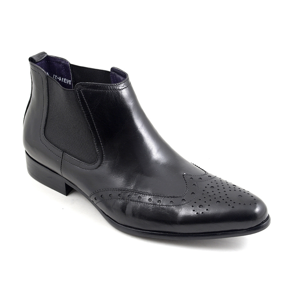 Shop Mens Black Brogue Chelsea Boots | Gucinari Style