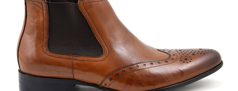 Gucinari Mens Brown Chelsea Brogue Boot