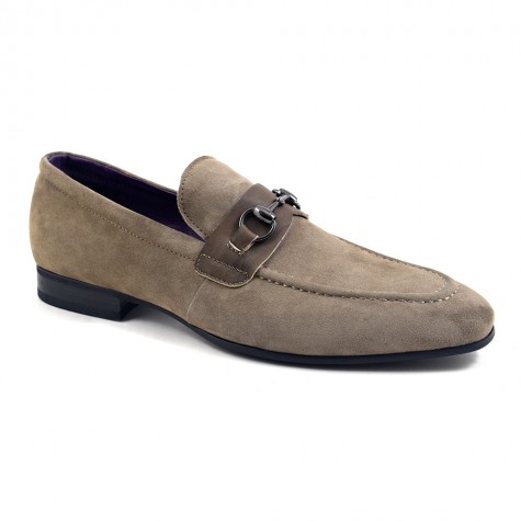Buy Taupe Suede Buckle Loafers for MEN at GUCINARI