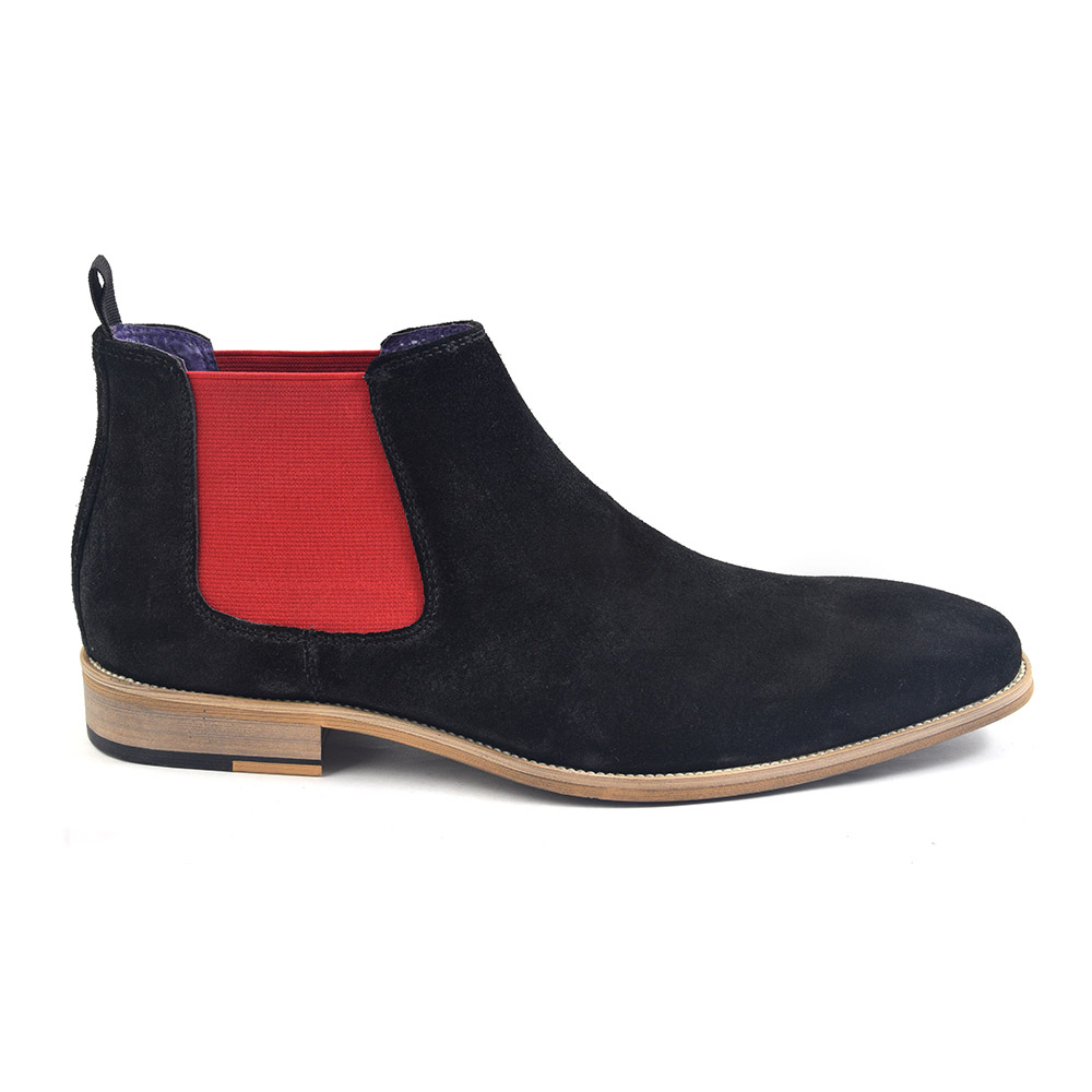 red suede chelsea boots