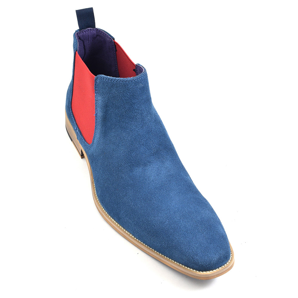 Buy Mens Blue And Red Suede Chelsea Boots Gucinari