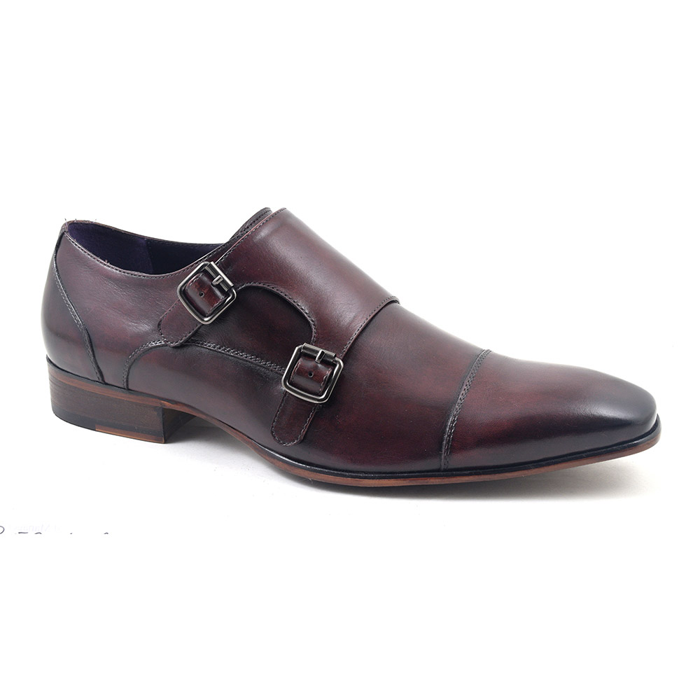 Buy Bordeaux Double Monk Strap Mens Shoes | Gucinari