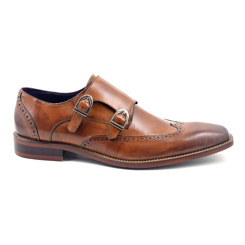belvedere amico tan double monk strap shoes