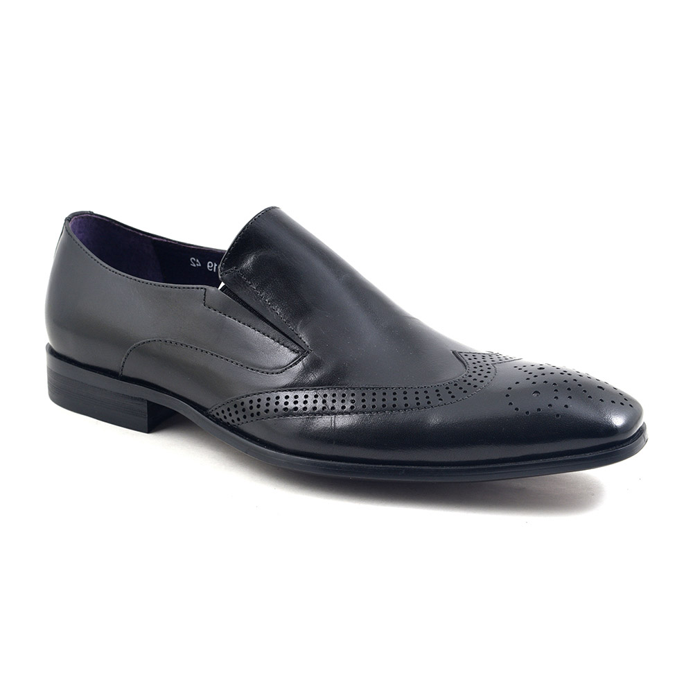 mens black slip on brogues