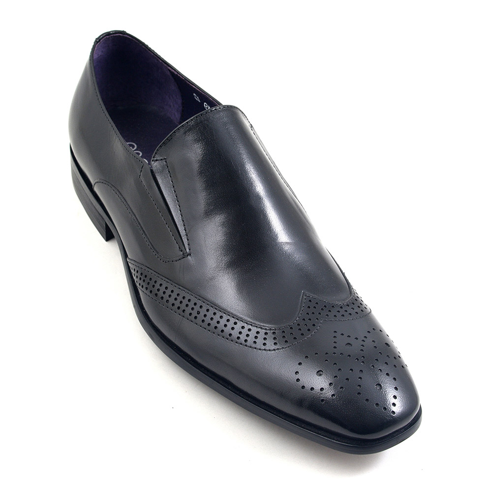 mens black slip on brogues