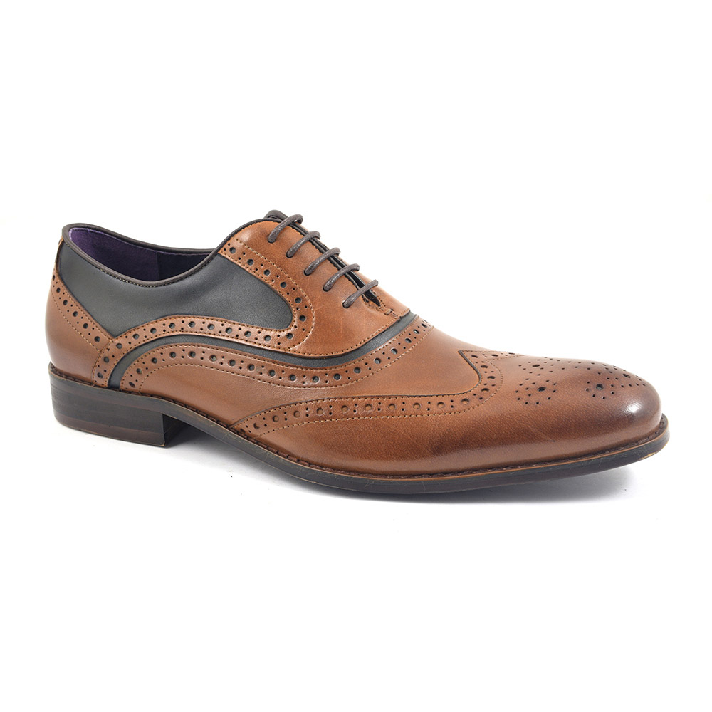 Buy Tan Navy Oxford Brogue Mens Shoes | Gucinari Design