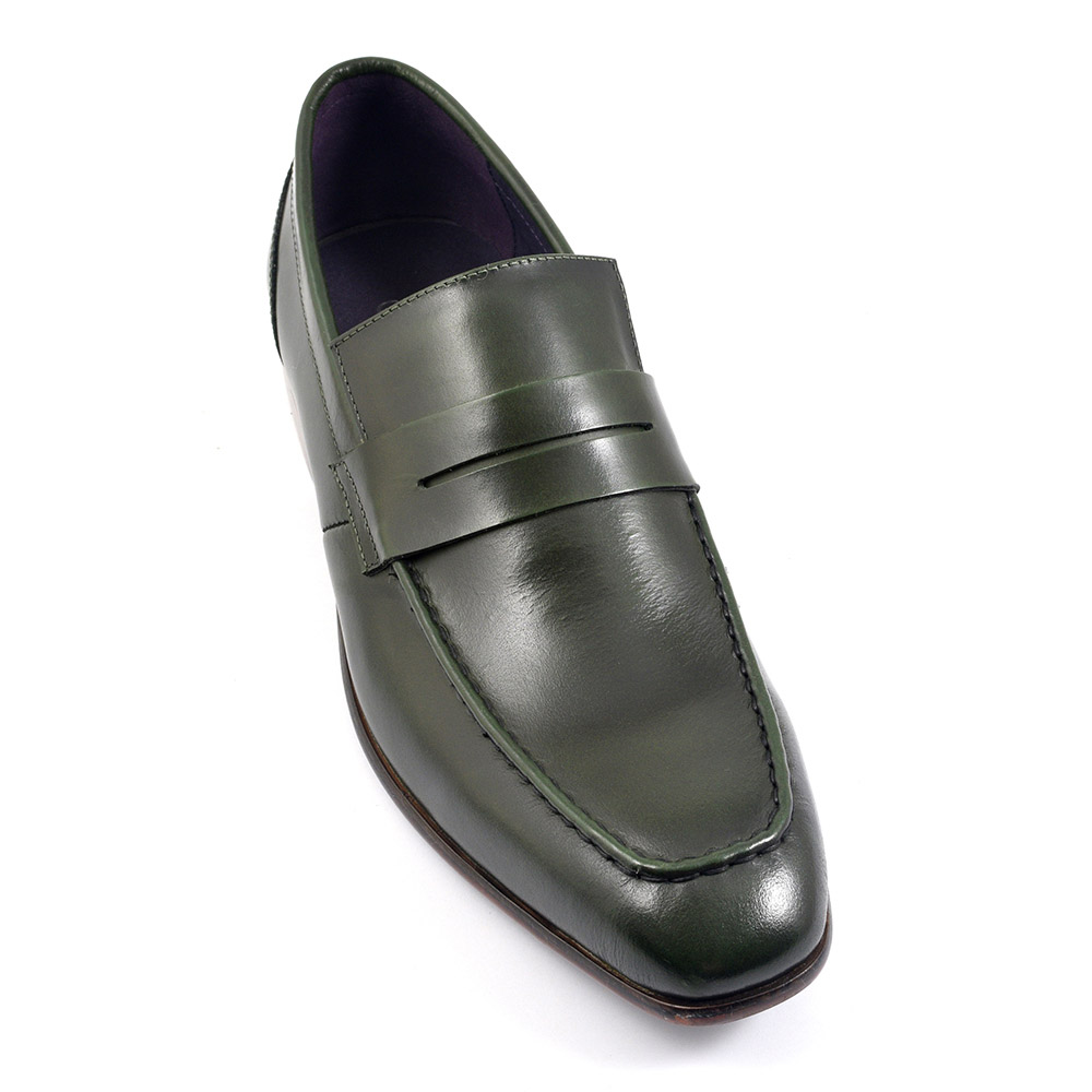 Buy Mens Designer Green Penny Loafer Gucinari