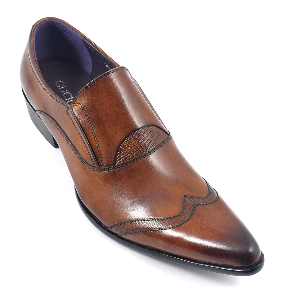 Mens Funky Tan Pointed Slip-On Shoes 