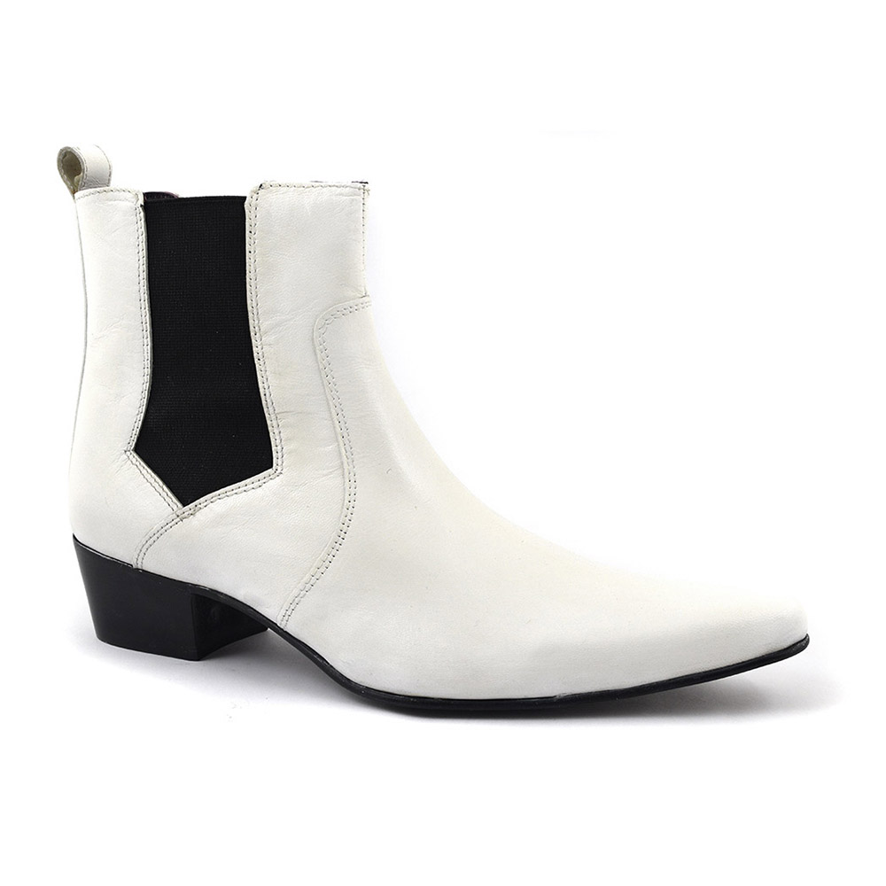 Buy Men White Heel Chelsea Boot Cuban | Gucinari Style