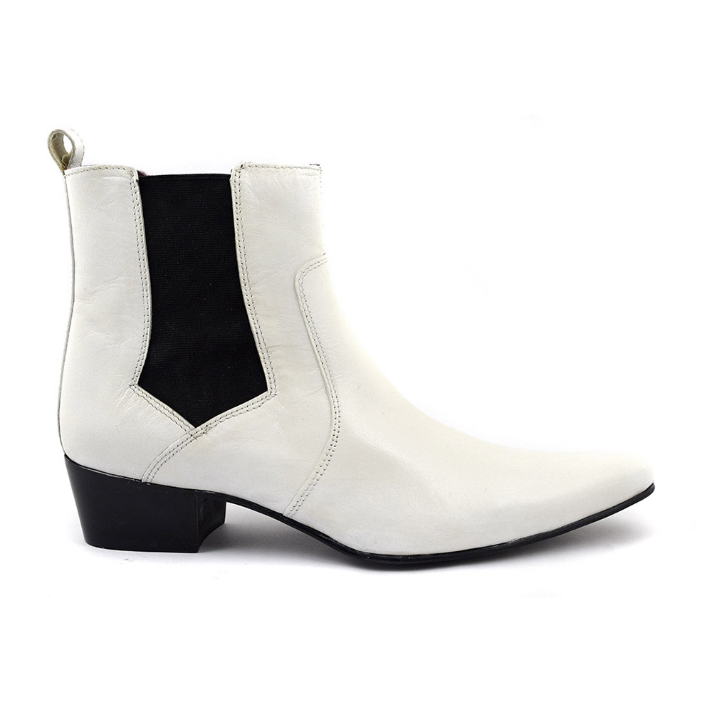 mens white cuban heel boots