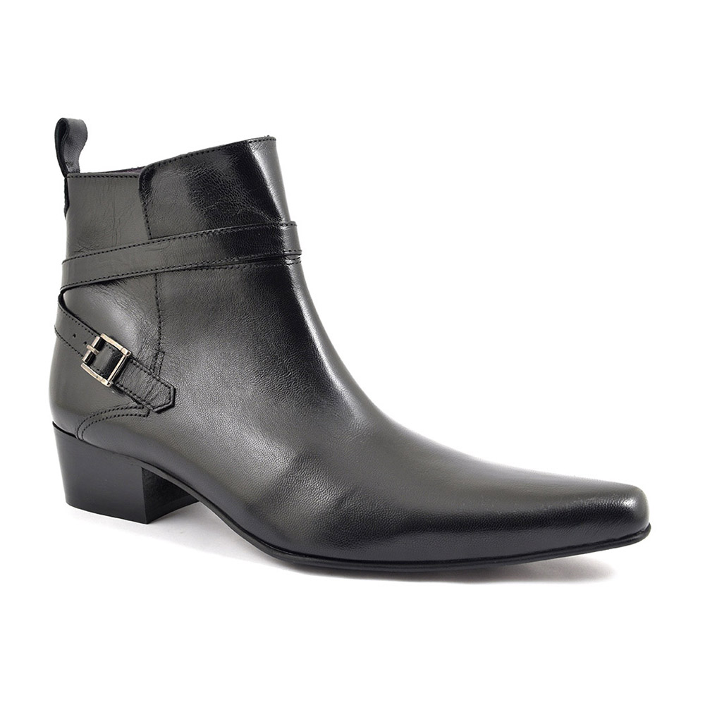 Shop Black Buckle Cuban Heel Boot | Gucinari Men