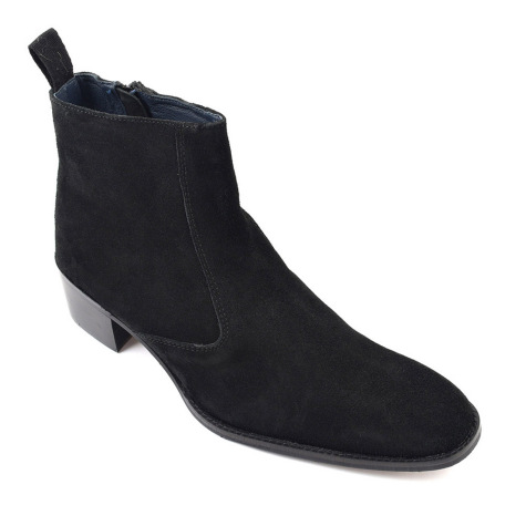 black suede cuban heel boots