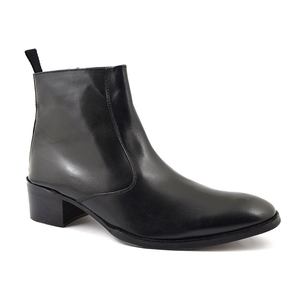 mens black leather zip up boots