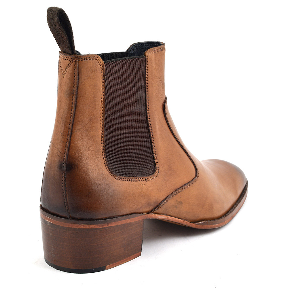 Shop Mens Tan Cuban Heel Chelsea Boot Gucinari