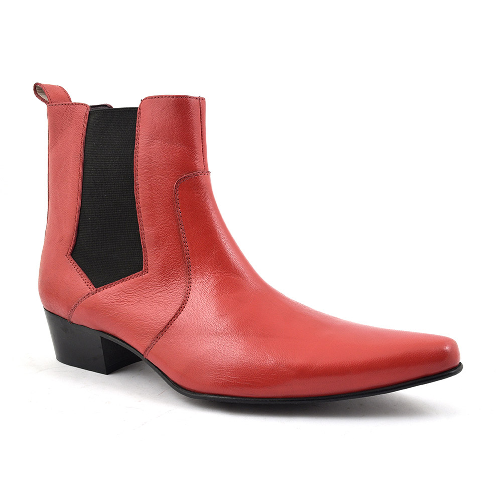 mens red leather chelsea boots