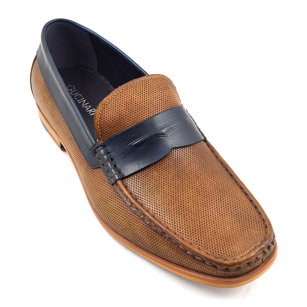 Buy Mens Tan Navy Loafer | Gucinari Design
