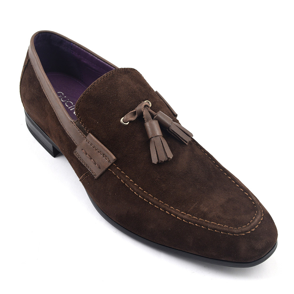 Buy Brown Suede Tassel Loafer Mens Shoes Gucinari 0912