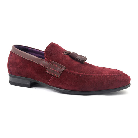 Buy Burgundy Suede Tassel Loafer | Gucinari Mens Loafers