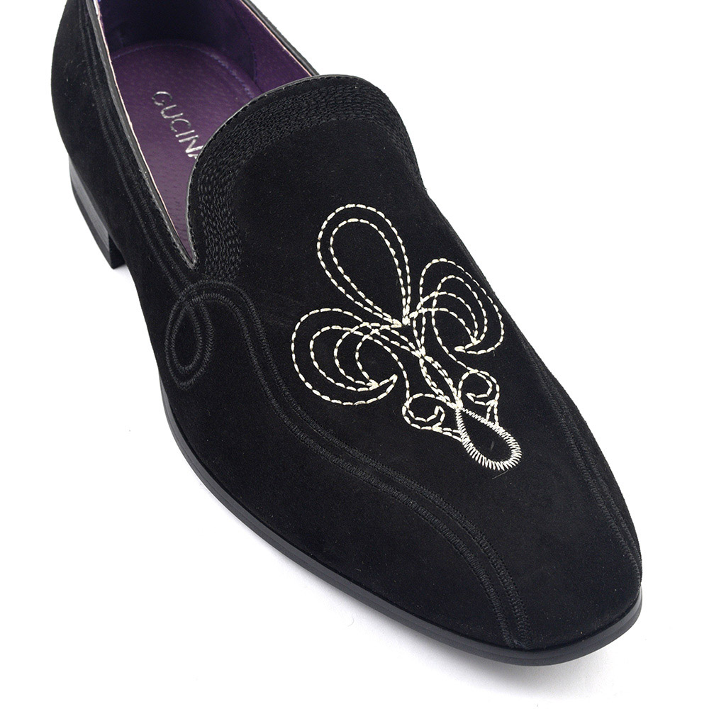 Shop Mens Black Suede Loafer Slipper Gucinari