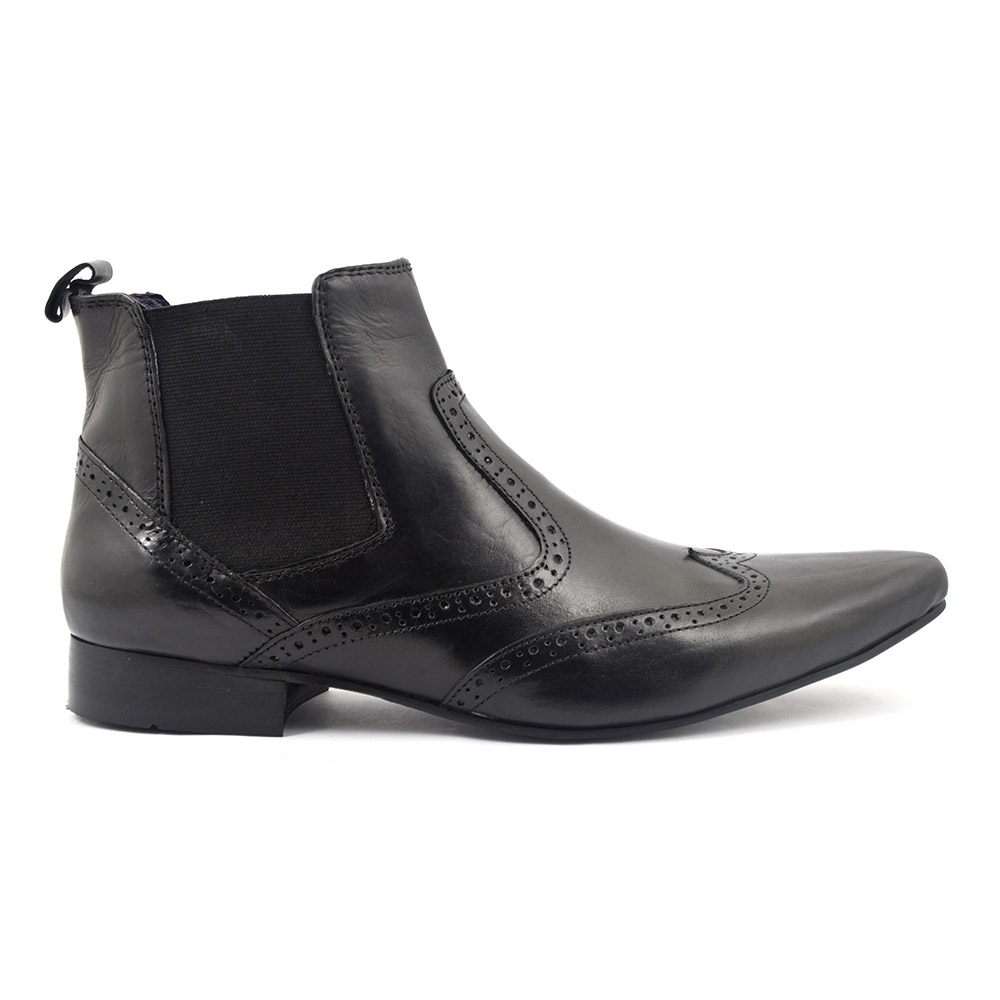 mens black leather brogue boots