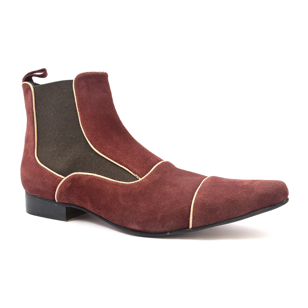 burgundy suede chelsea boots mens