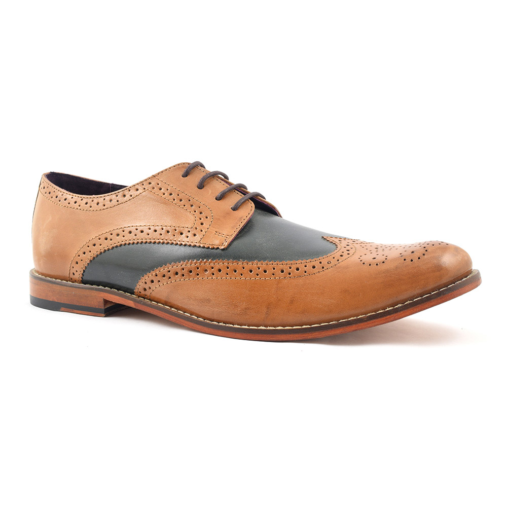 tan and navy brogues