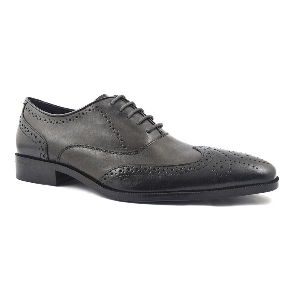 Buy Black Grey Two Tone Oxford Brogue Shoes | Gucinari MEN