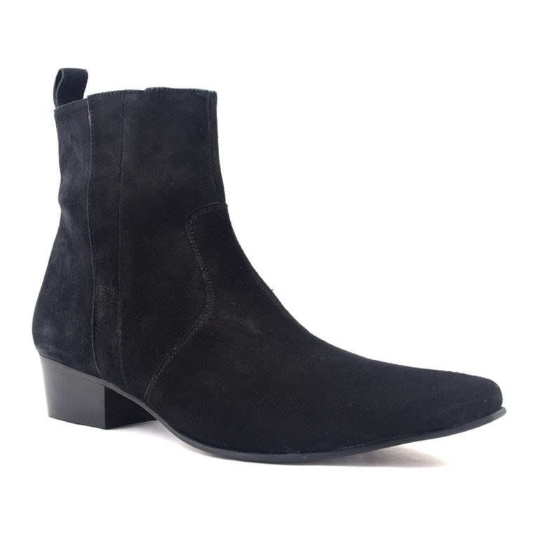 black suede cuban heel boots